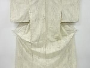 アンティーク　麻の葉に亀甲模様織出手織り紬単衣着物